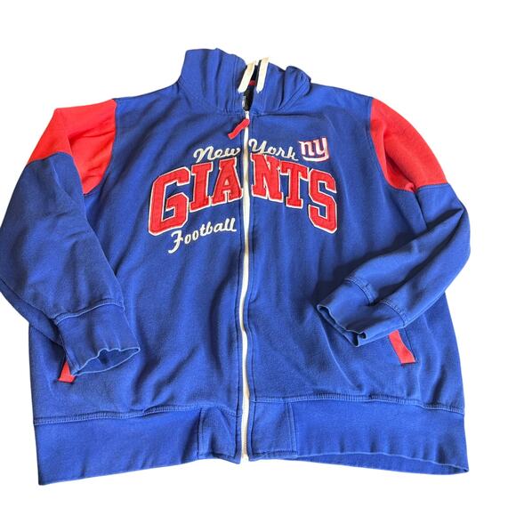 New York Giants Jacket Mens 4XL Blue Full Zip Hoodie Stitched NFL Apparel Fleece - Picture 1 of 11